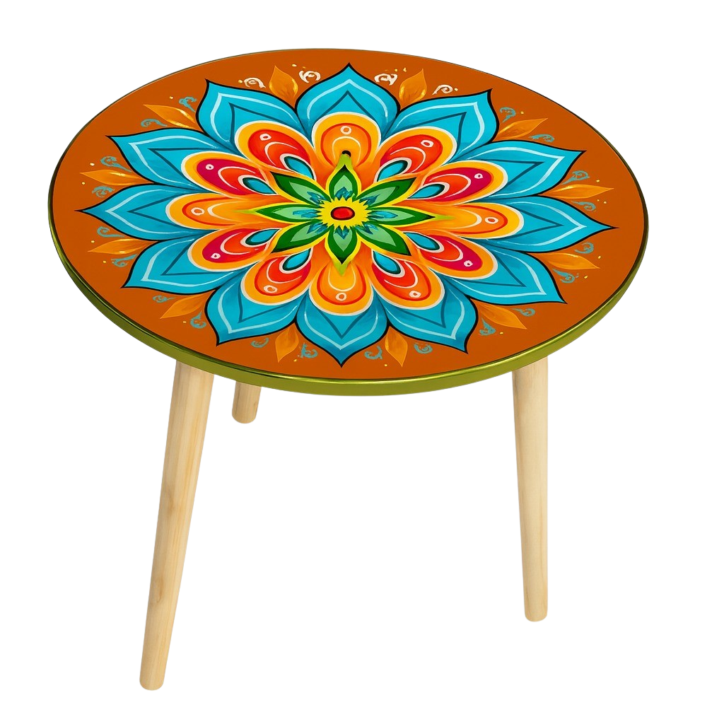 שולחן לוטוס בוהו צבעוני